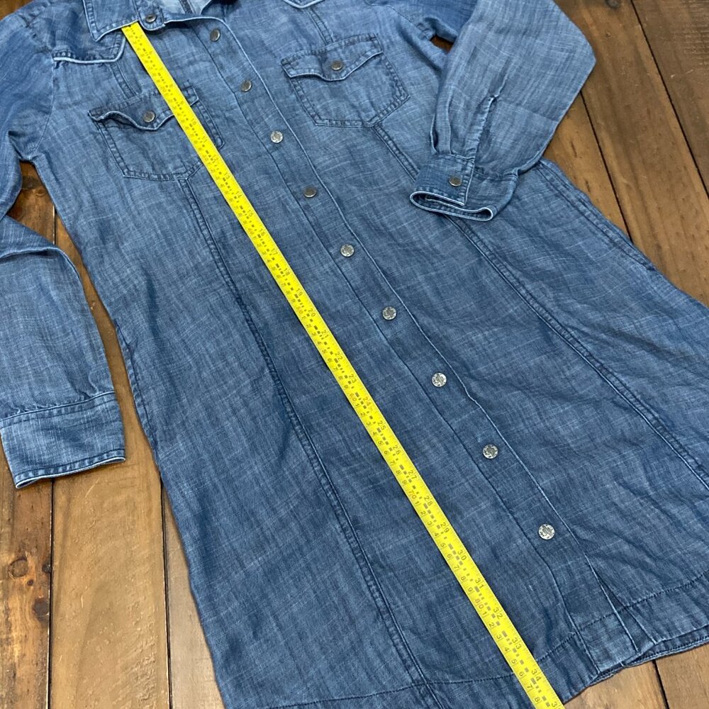Ariat Denim Chambray Shirt Dress Womens Small Pockets Western Country above knee - Picture 7 of 10
